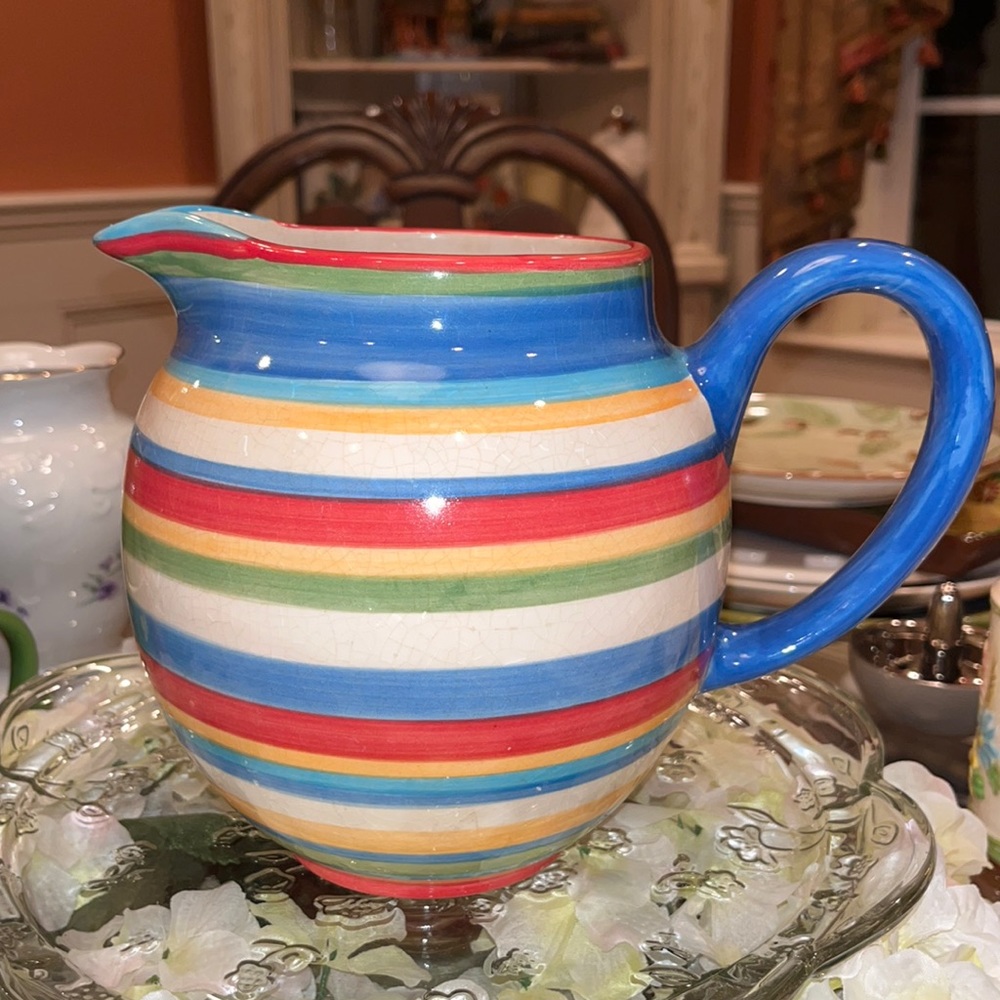 Beautiful Multi Color Porcelain Pitcher 7” 🌸 Great condition!